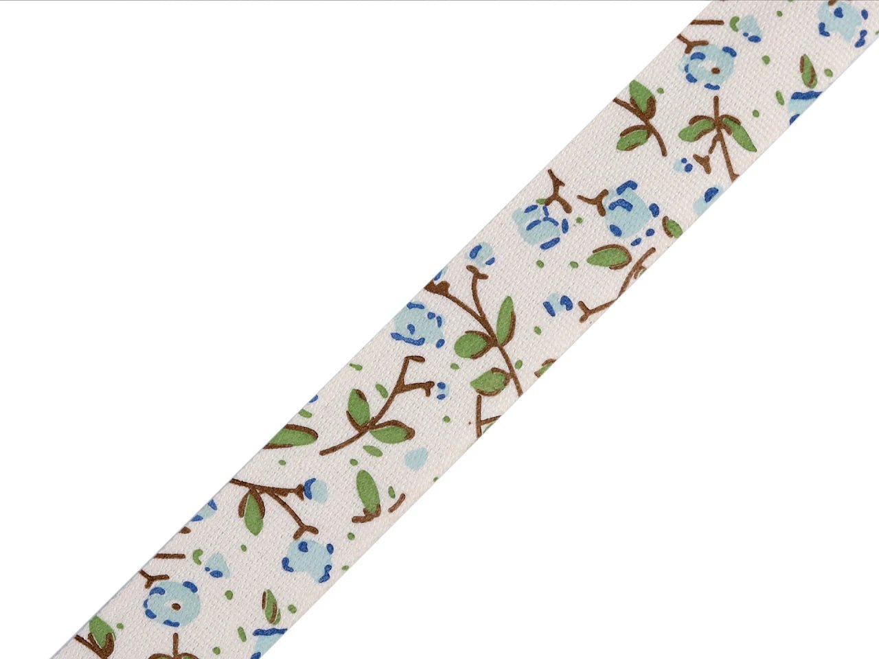 Kokvilnas lente ar ziedu apdruku | 15 mm 5 m