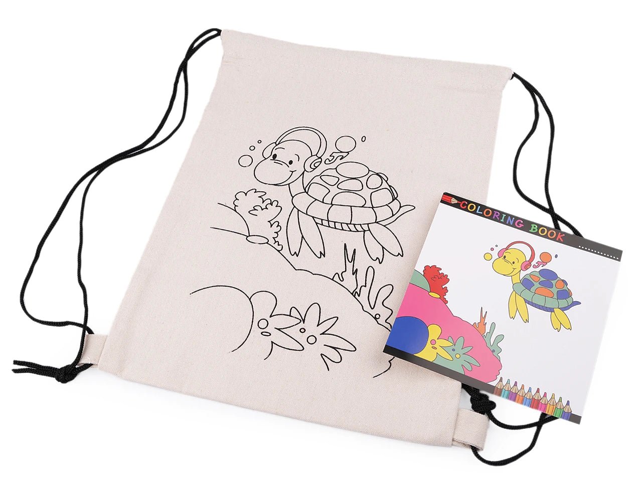 Kokvilnas maisiņš ar attēlu krāsošanai – bruņurupucis