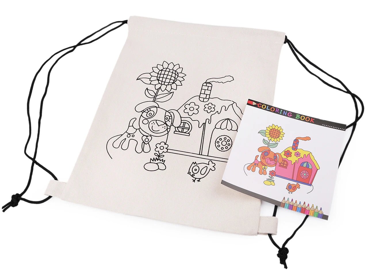 Kokvilnas maisiņš ar attēlu krāsošanai – suns