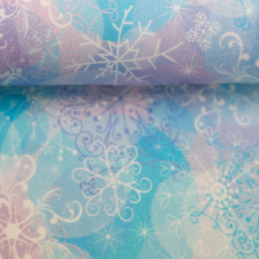 Kokvilnas siltināta trikotāža|Alpen fleece| - sniegpārsliņas 300 g/m²