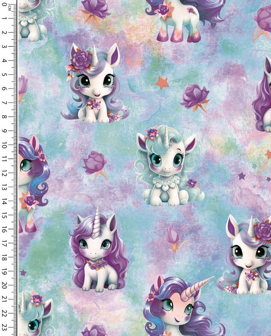 Attēls ar Kokvilnas siltināta trikotāža|Alpen fleece| - vienradži 350 g/m² – pieejams Šarlotes audumi