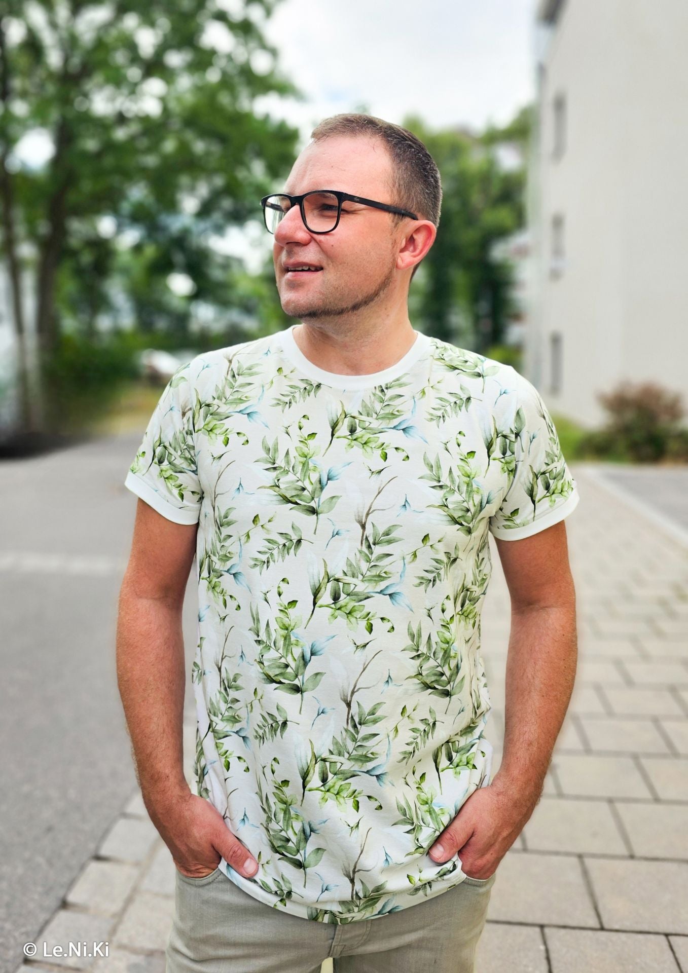 Kokvilnas trikotāža - eikalipta zari 200 g/m²