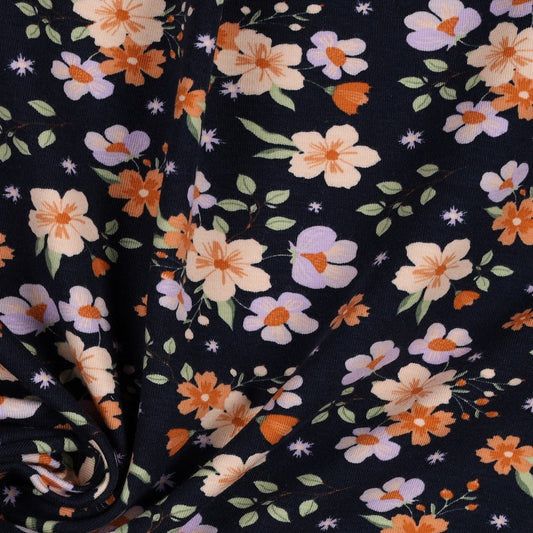 Kokvilnas trikotāža - mazi ziedi 220 g/m²