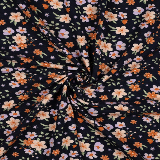 Kokvilnas trikotāža - mazi ziedi 220 g/m²