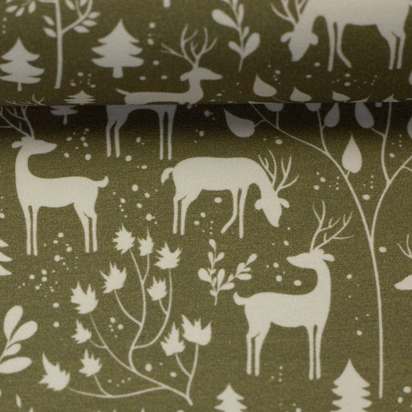 Kokvilnas trikotāža - meža motīvs 230 g/m²