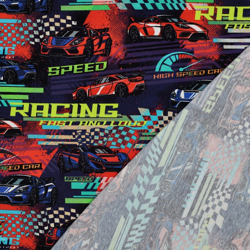 Attēls ar Kokvilnas trikotāža - sacīkšu auto 200 g/m² – pieejams Šarlotes audumi