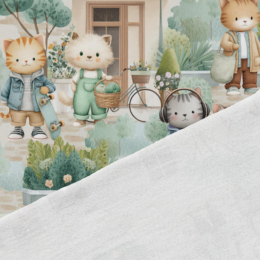 Puuvillane silmustrikotaaž – kassi elu linnas 250 g/m²