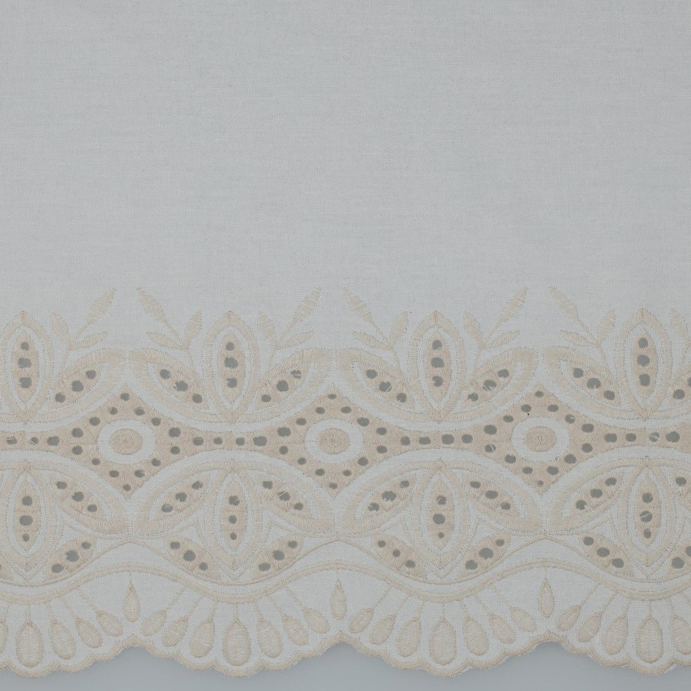 Lins ar viskozi - izšūti bēši ziedi 250 g/m²