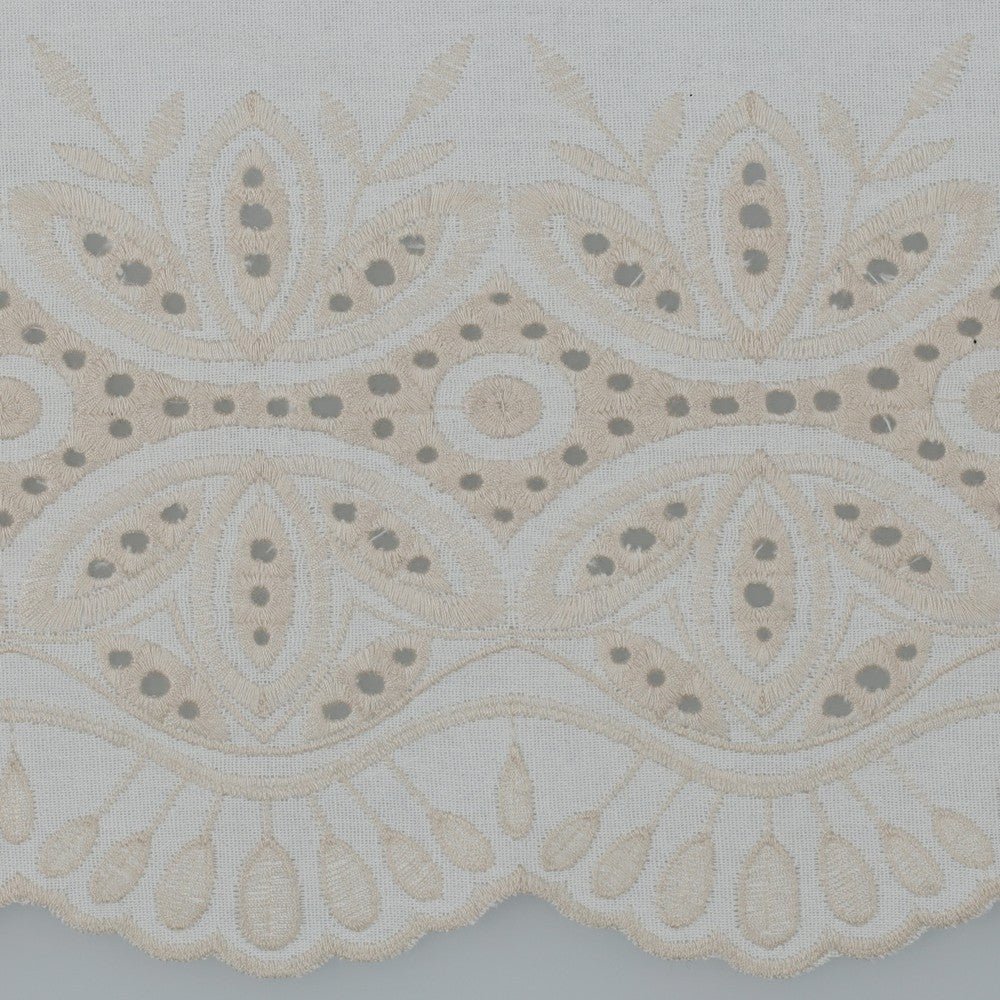 Lins ar viskozi - izšūti bēši ziedi 250 g/m²