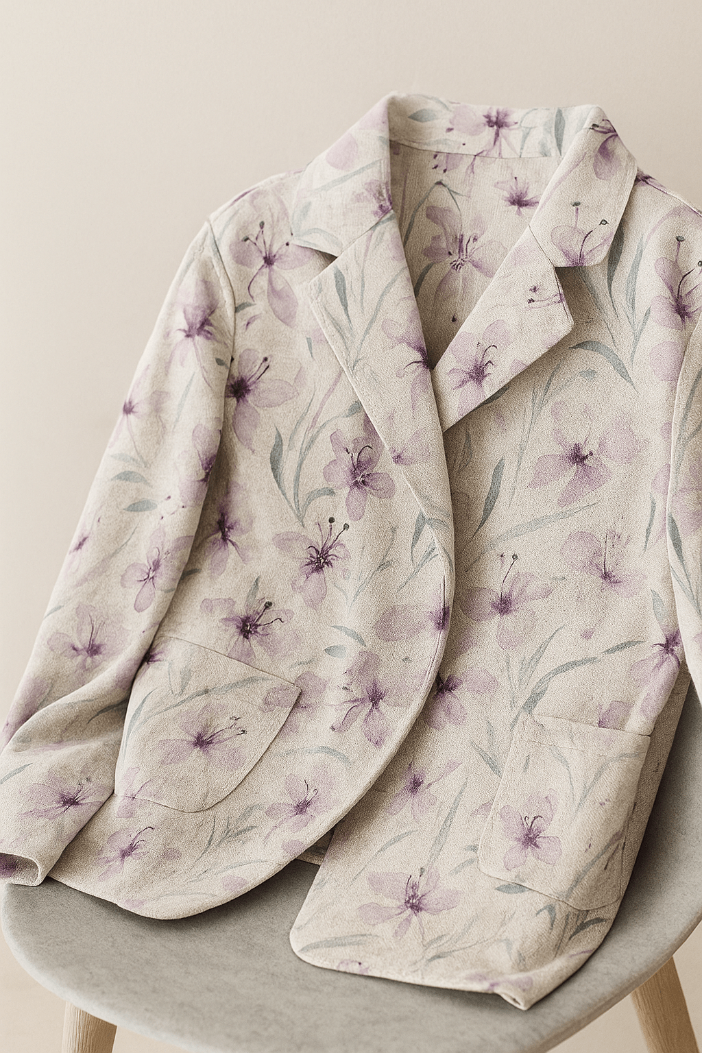 Lins ar viskozi - lillā ziedi 200 g/m²