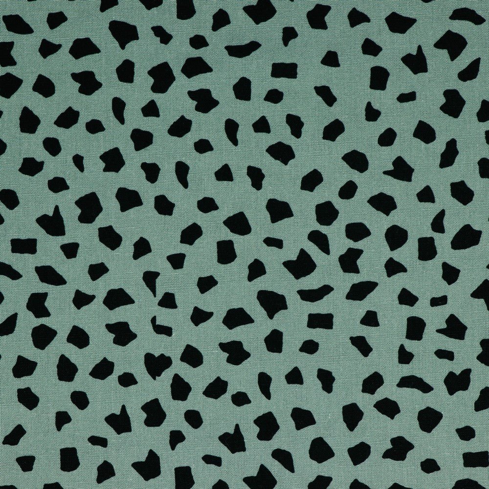 Lins ar viskozi - melni pukti uz tumši mint fona 180 g/m²