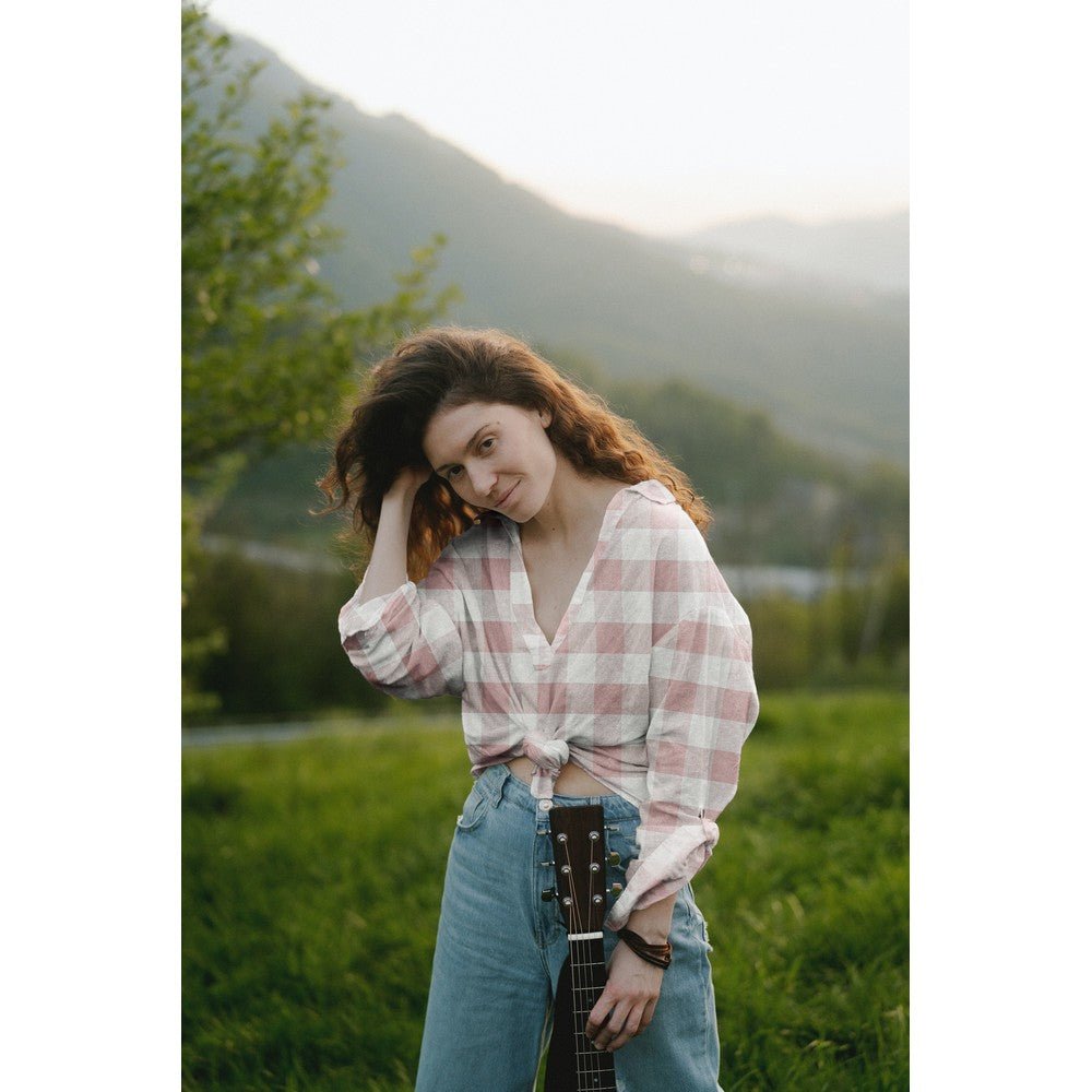 Lins ar viskozi - tumši zils rūtains 145 g/m²