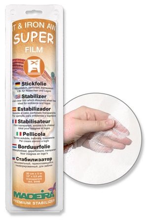 Madeira Super Film – karstumā šķīstošs stabilizators delikātiem audumiem - 30 cm × 5 m