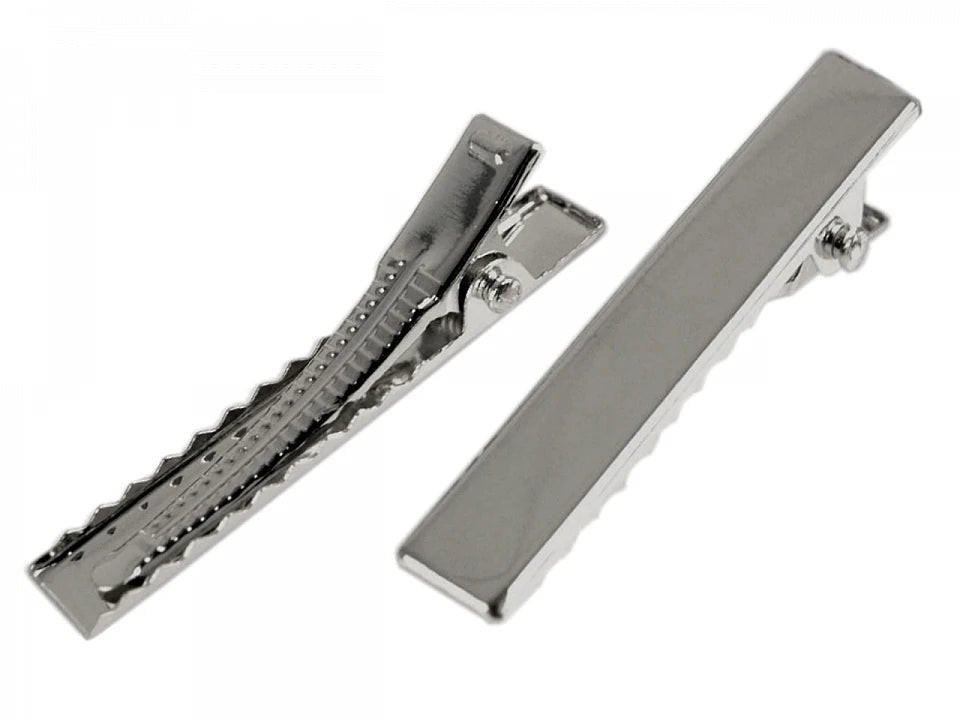 Image d’une barrette à cheveux « alligator » en métal – 40 mm | 5 pièces – disponible chez Šarlotes audumi