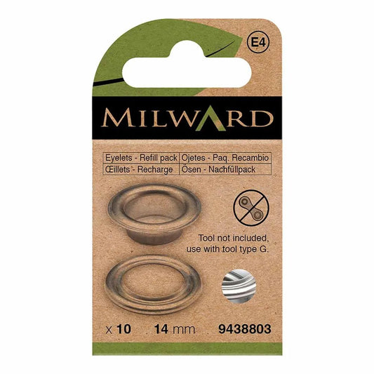 Metāla gredzeni, Luversi 14 mm (10 gab.) Milward - sudraba