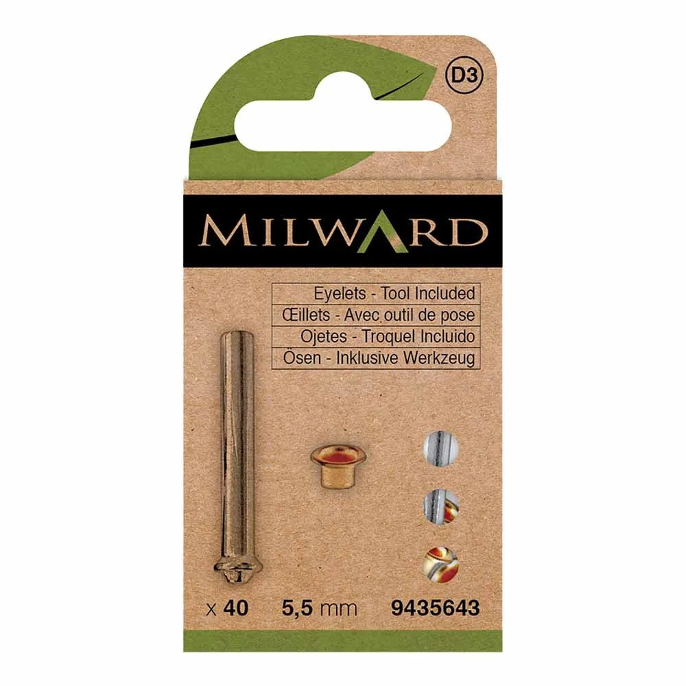 Metāla gredzeni Luversi ar instrumentu Ø 5.5mm (40 gab.) Milward - zelta