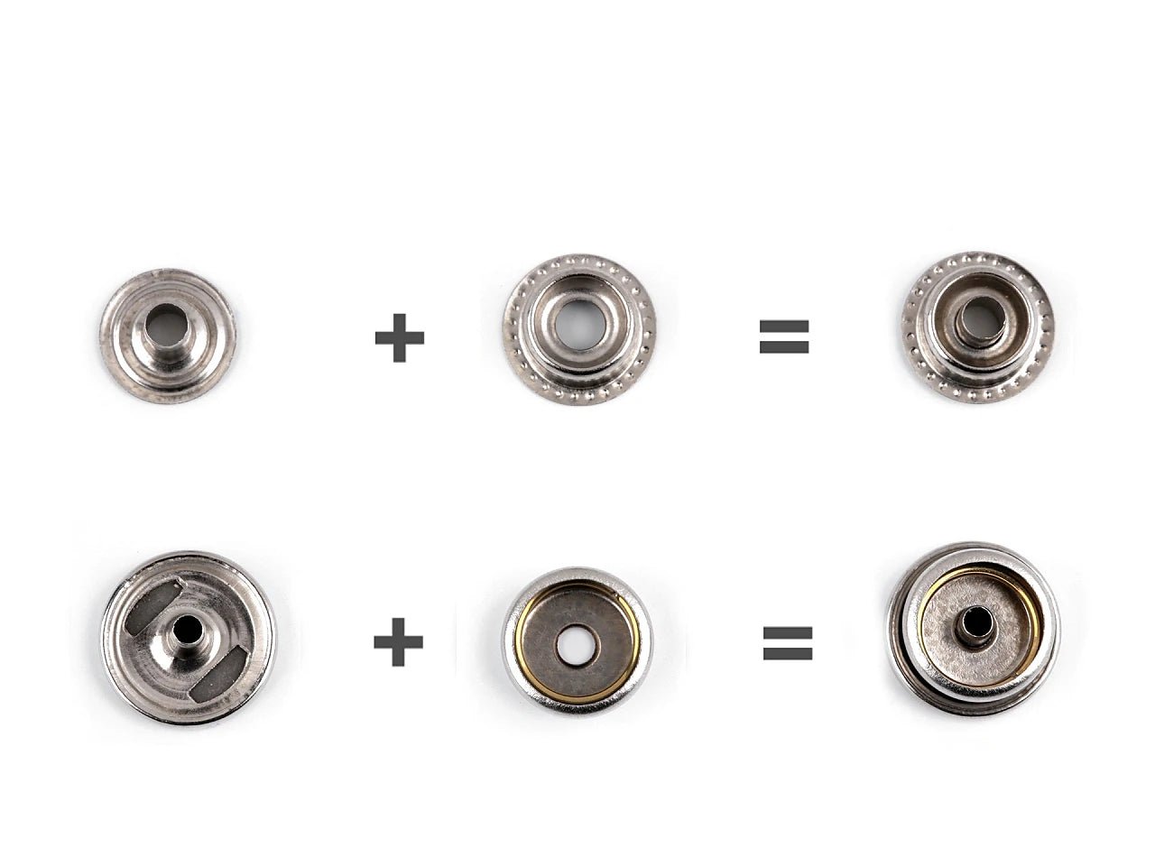 Metāla spiedpogas Ø15 mm (AM6) – O - SPRING, biezākiem audumiem|10 gb