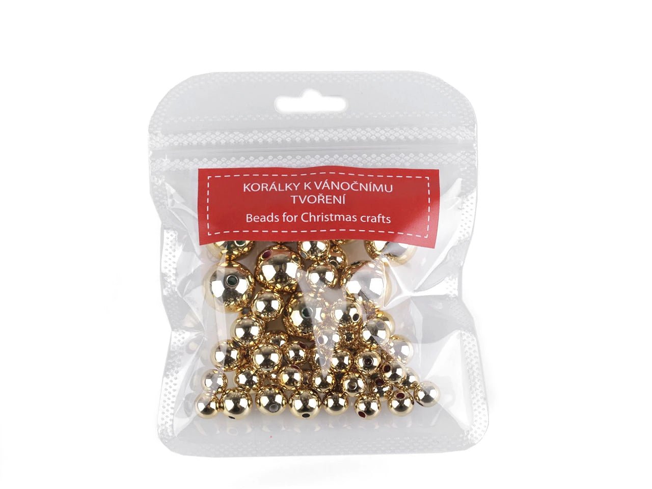Metāliskas plastmasas pērlītes, dažadi izmēri (48 gab.)