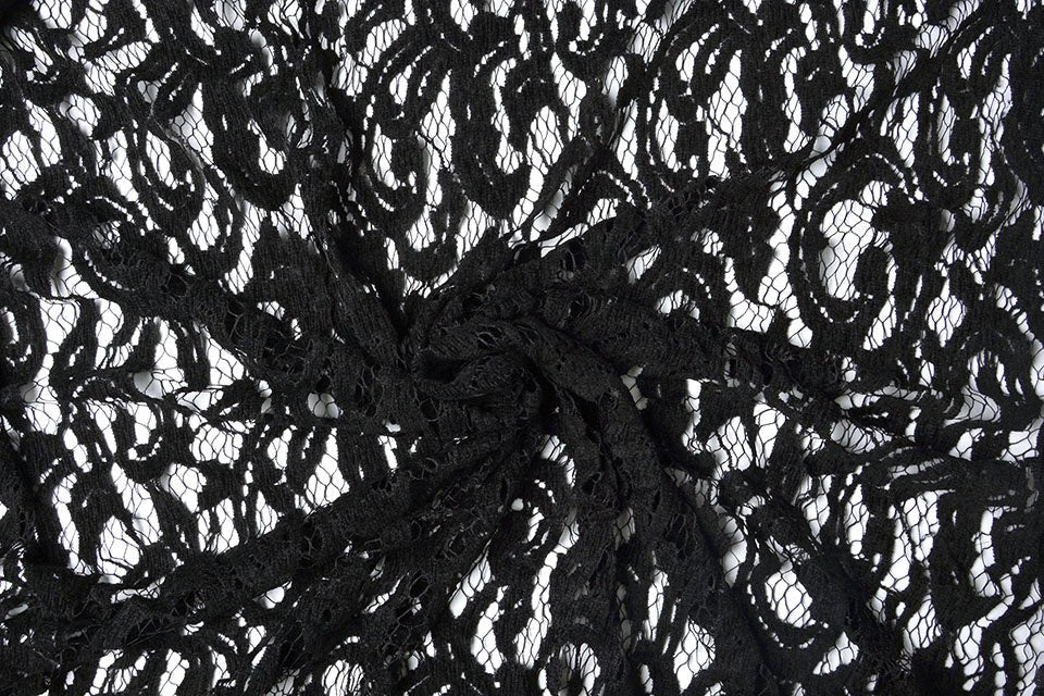 Mežģīņu audums - melns samts 200 g/m²