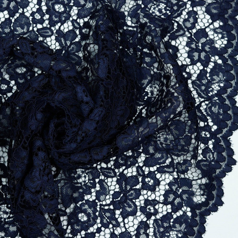 Mežģīņu audums - tumši zils 130 g/m²