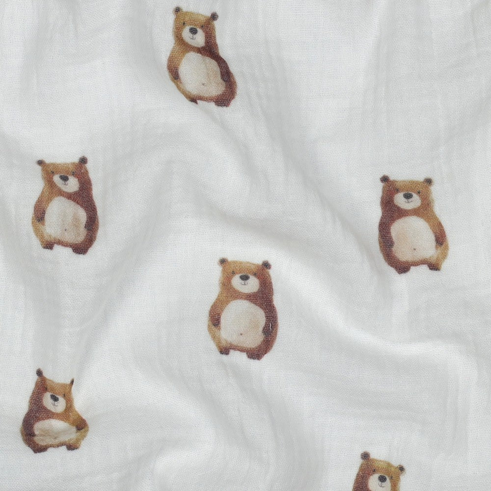 Attēls ar Muslīns - lācīši 120 g/m² (GOTS sertif.) – pieejams Šarlotes audumi