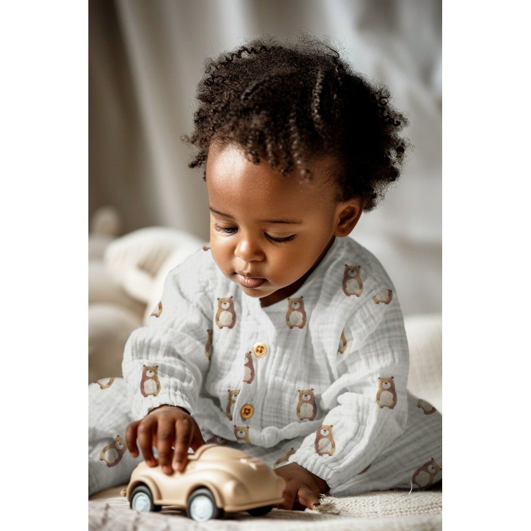 Attēls ar Muslīns - lācīši 120 g/m² (GOTS sertif.) – pieejams Šarlotes audumi