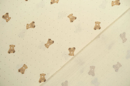 Muslīns - lācīši uz sviesta dzeltena fona 125 g/m²