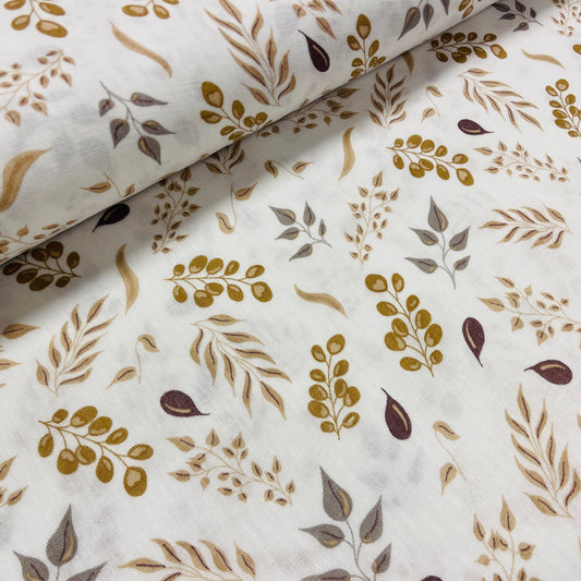 Muslīns - lapiņas brūnos toņos 140 g/m²