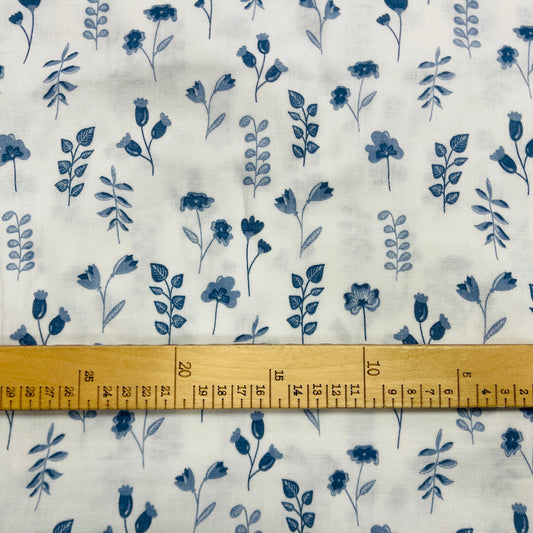 Muslīns - lapiņas zilos toņos 140 g/m²