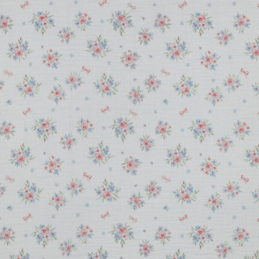 Attēls ar Muslīns - puķītes un bantes 120 g/m² – pieejams Šarlotes audumi