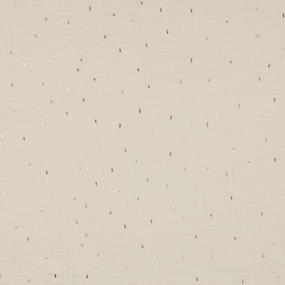 Muslīns - zelta punktiņi uz silti balta 125 g/m²