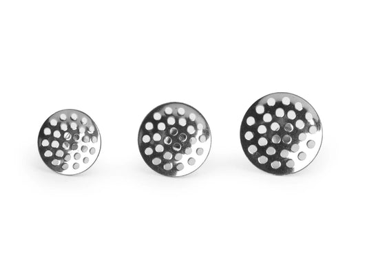 Nerūsējošā tērauda auskaru puļķīši ar sietiņu Ø16/18/20 mm + aizdares komplektā| 2 gb.