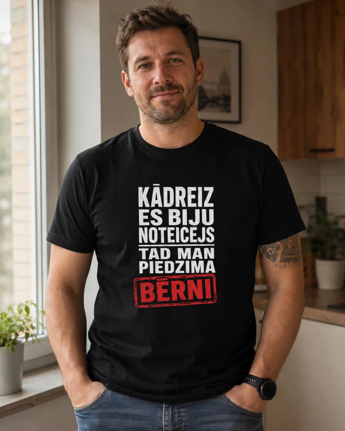 Image of an organic cotton T-shirt "I used to be the boss…" – available online at Šarlotes audumi