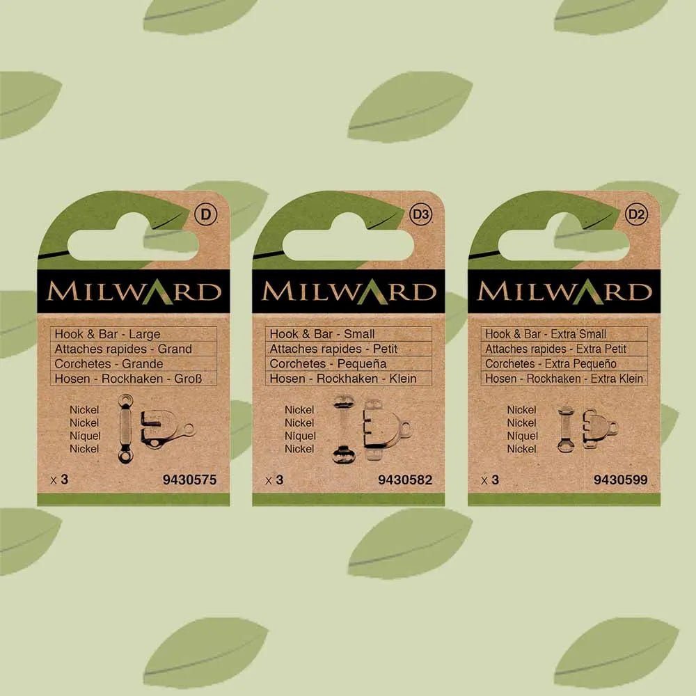 Piešujamie aizdares āķi un stienīši L izmērs - niķelēti (iepakojumā 3 pāri)