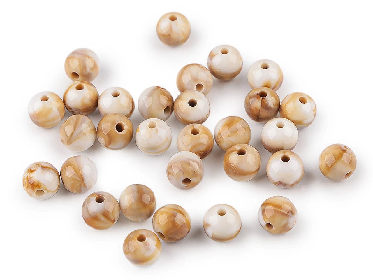 Attēls ar Plastmasas pērlītes ar marmora efektu Ø10 mm | 20 g. – pieejams Šarlotes audumi