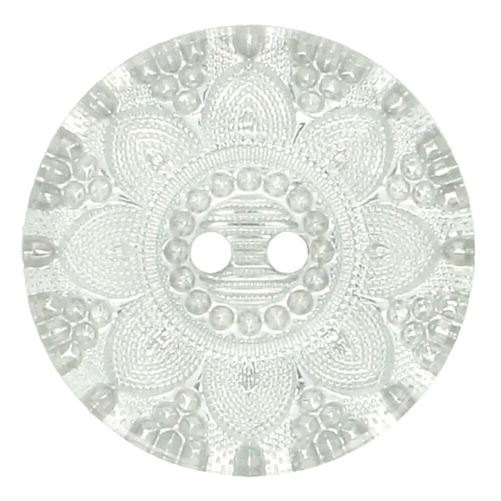 Plastmasas pogas 11 mm - caurspīdīgas ar sudraba rakstu