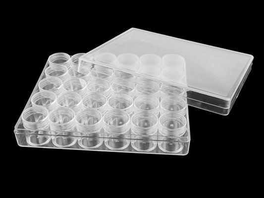 Plastmasas uzglabāšanas kārbiņa ar 30 skrūvējamiem konteineriem