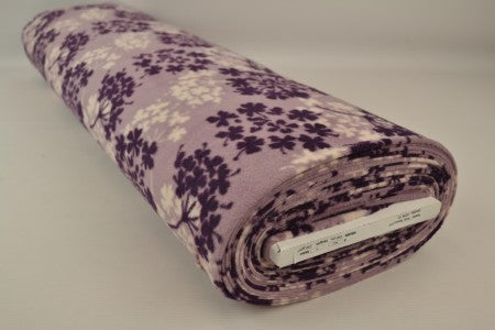 Flīsa audums ar koku rakstu – violets/bēšs