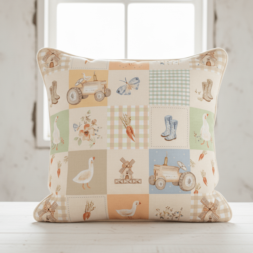 Attēls ar Premium 100% kokvilnas audums - lauku sētas motīvi 115 g/m² – pieejams Šarlotes audumi