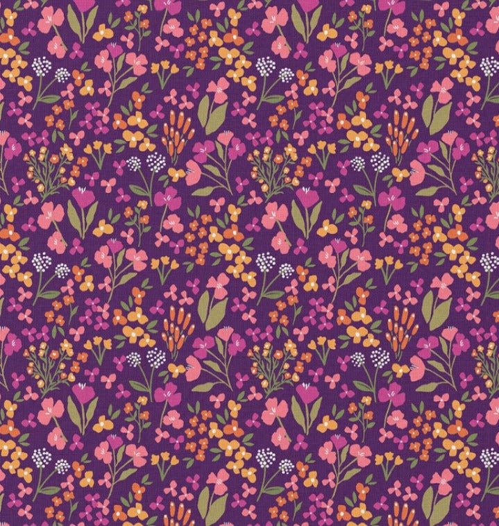Attēls ar Premium 100% kokvilnas audums - lillā smalki ziediņi 115 g/m² – pieejams Šarlotes audumi