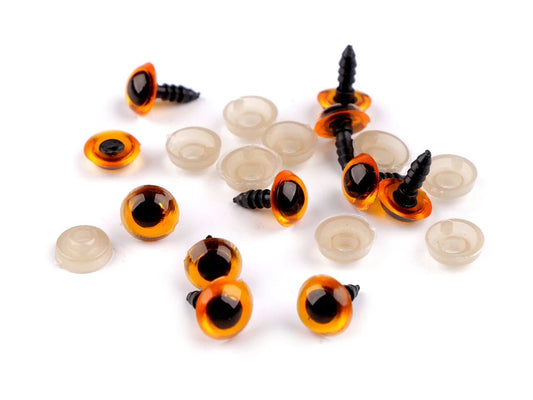 Rotaļlietu acis Ø10 mm - dzintara (iepakojumā 5 pāri)