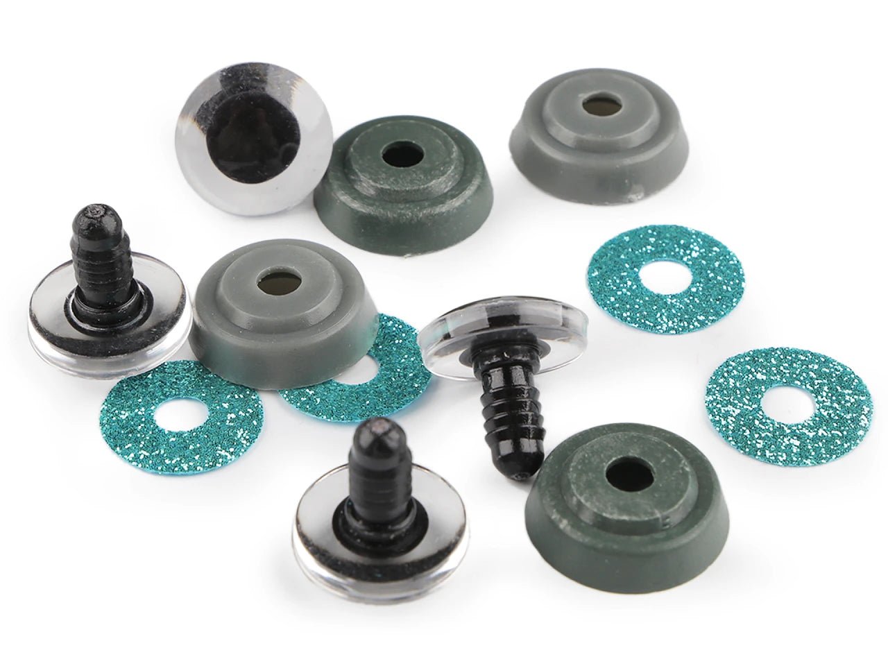 Rotaļlietu acis Ø20 mm - tirkīzzili spīdumi (iepakojumā 2 pāri)