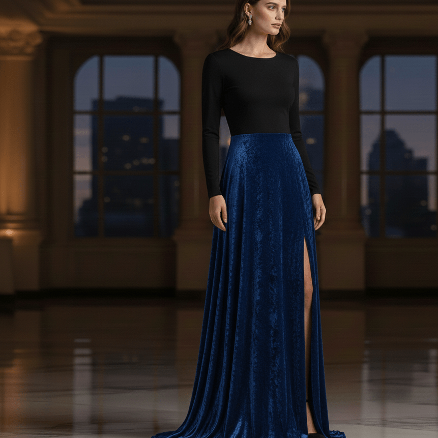 Attēls ar Samts ar elastānu - karaliski zils 240 g/m² – pieejams Šarlotes audumi