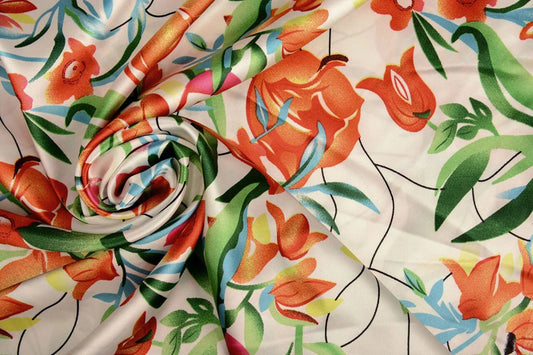 Satīns ar elastānu - tulpes 80 g/m²