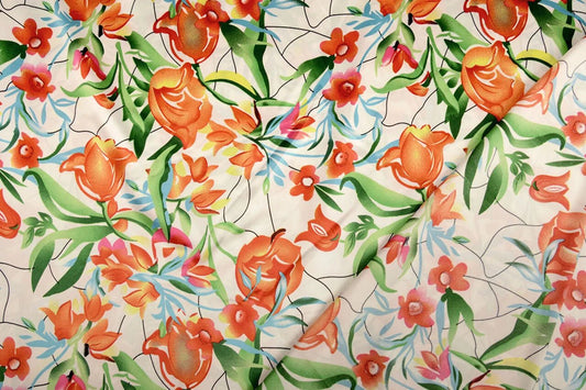 Satīns ar elastānu - tulpes 80 g/m²