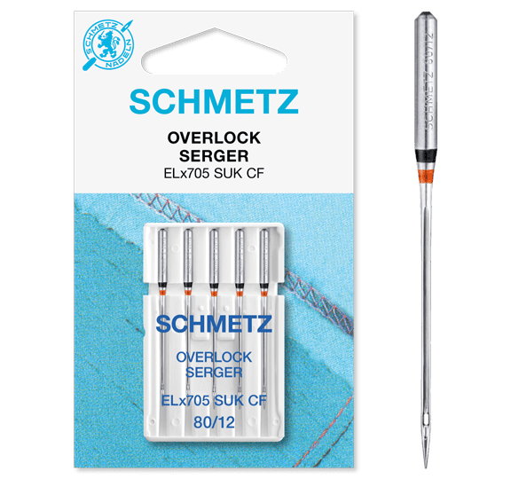 Attēls ar SCHMETZ Overloka un Koverloka adatas trikotāžai ELx705 SUK CF - Nr.80 (5gab.) – pieejams Šarlotes audumi
