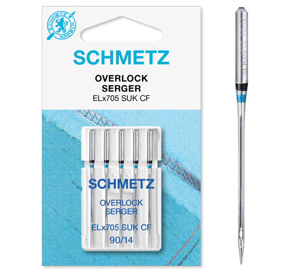 Attēls ar SCHMETZ Overloka un Koverloka adatas trikotāžai ELx705 SUK CF - Nr.90 (5gab.) – pieejams Šarlotes audumi