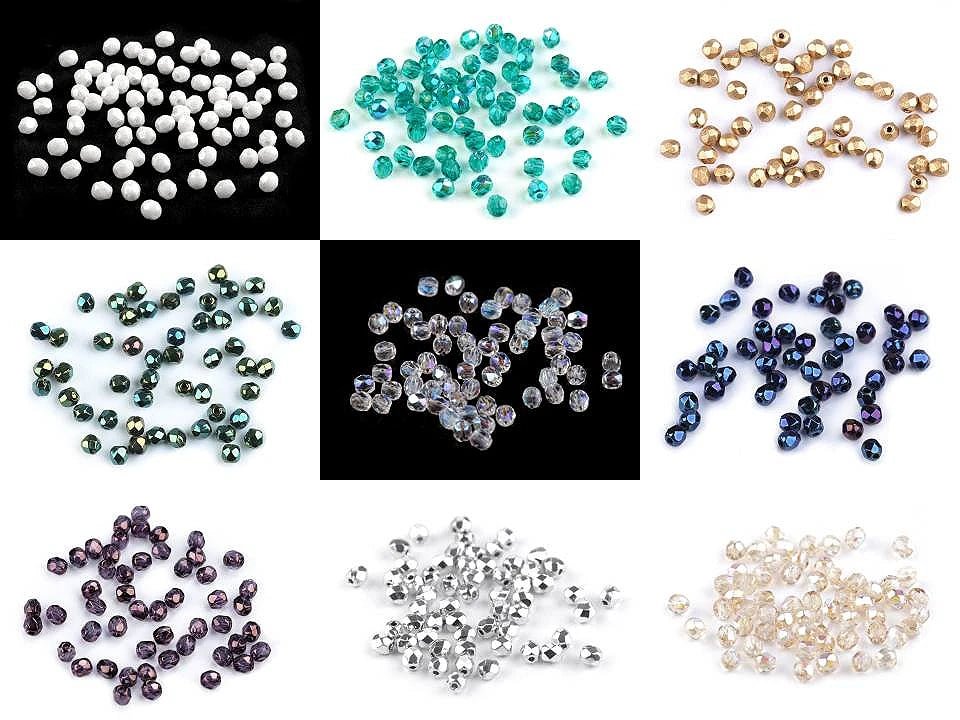 Slīpētas Čehu stikla pērlītes 3 mm - dažādas krāsas 5 g