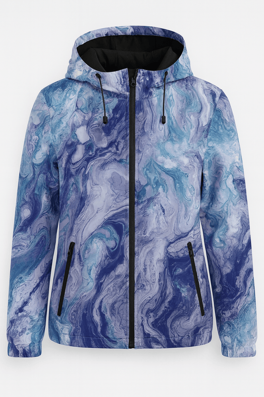 Softshell audums ar elastānu - zils akvarelis 310 g/m²