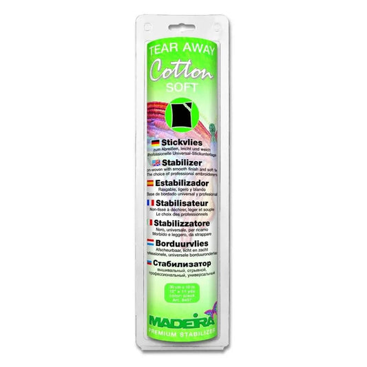 Stabilizators izšūšanai noplēšams Madeira Cotton Soft Black 30 cm × 10 m